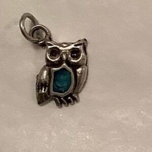 NEW vintage silver 925 turquoise Owl  Bird Charm-Pendant